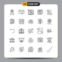 Concepto de 25 líneas para sitios web, móviles y aplicaciones, peine de pantalla, explore noticias, elementos de diseño de vectores editables por computadora.