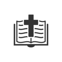 icono de libro de la biblia en estilo plano. ilustración de vector de fe de iglesia sobre fondo blanco aislado. concepto de negocio de espiritualidad.