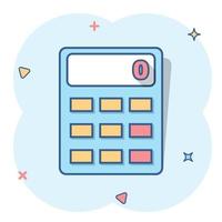 Cartoon calculator icon in comic style. Calculate illustration pictogram. Finance sign splash business concept. vector