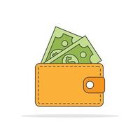 Wallet with money icon in flat style. Online payment vector illustration on isolated background. Cash and purse sign business concept.