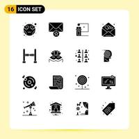 Universal Icon Symbols Group of 16 Modern Solid Glyphs of wishes fathers business day speaker Editable Vector Design Elements