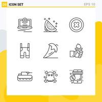 9 User Interface Outline Pack of modern Signs and Symbols of straps clothes sweet braces play Editable Vector Design Elements