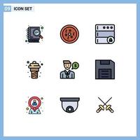 9 Creative Icons Modern Signs and Symbols of job man database meal food Editable Vector Design Elements