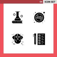 Set of Vector Solid Glyphs on Grid for science and education halloween science knowledge no smoking ware wolf Editable Vector Design Elements