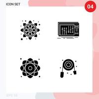 4 Creative Icons Modern Signs and Symbols of flower atom rangoli mixer molecule Editable Vector Design Elements