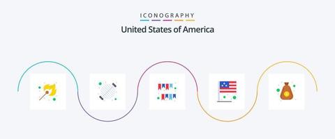 Usa Flat 5 Icon Pack Including usa. country. party. day. decoration vector
