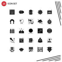 25 Universal Solid Glyphs Set for Web and Mobile Applications search optimization gastronomy media finance Editable Vector Design Elements