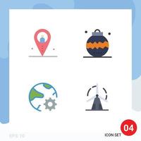 Editable Vector Line Pack of 4 Simple Flat Icons of distance ornaments navigation christmas global Editable Vector Design Elements