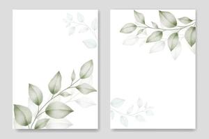 Eucalyptus Watercolor Wedding Invitation Card Template vector