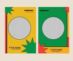 plantilla estilo tarjeta de identificación retro amarillo y verde vector