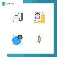 User Interface Pack of 4 Basic Flat Icons of swimming global business finance settings Editable Vector Design Elements