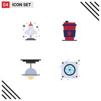 conjunto de 4 paquetes de iconos planos comerciales para decoración antigua bebida clásica interior elementos de diseño vectorial editables vector