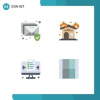 Set of 4 Modern UI Icons Symbols Signs for email web fire firehouse create Editable Vector Design Elements