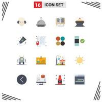 Mobile Interface Flat Color Set of 16 Pictograms of art cupcake food library candle bakery Editable Pack of Creative Vector Design Elements