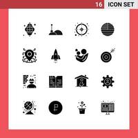 16 Thematic Vector Solid Glyphs and Editable Symbols of secure location business usa flag Editable Vector Design Elements