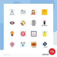 User Interface Pack of 16 Basic Flat Colors of server transportation player logistic box Editable Pack of Creative Vector Design Elements