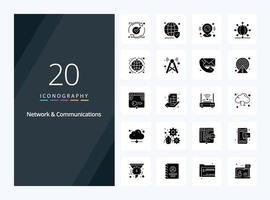 20 Network And Communications Solid Glyph icon for presentation vector