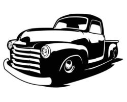 Chevy camión silueta vector vista frontal aislado fondo blanco. mejor para la industria de logotipos, insignias, emblemas, iconos, pegatinas y camiones.