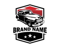 1970s classic car isolated side view with red sky view white background. best for logos, badges, emblems, icons, available in eps 10. vector