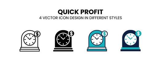 Quick profit icon in outline, thin line, solid, filled and flat style. Vector illustration of two colored and black quick profit vector icons designs can be used for mobile, ui, web