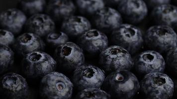 Blueberries fruits in low light video