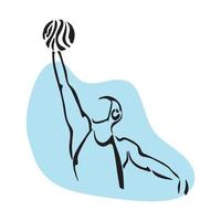 Water polo player. Hand drawn icon on blue background vector