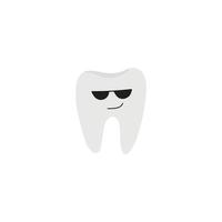 Funny Tooth with sunglasses doodle vector illustration. Isolated on white background