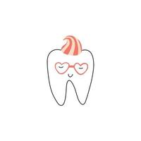 Funny Tooth with toothpaste hand drawn vector illustration. Isolated on white background