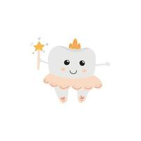 Funny Tooth fairy doodle vector illustration. Isolated on white background