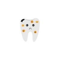 Funny Tooth with caries doodle vector illustration. Isolated on white background