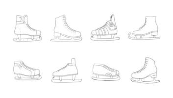 Ice skates vector hand drawn set. Doodle skates drawn in a simple sketch style.