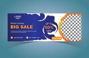 Big sale Offer Web Banner Design Template With Colorful Background. Social Media Promotion Cover Template. vector