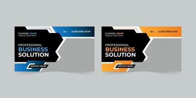 Professional Business solution thumbnail design for any videos and web banner template, Customizable corporate Video cover photo design for social media. vector