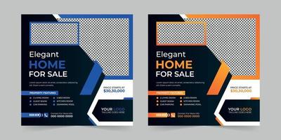 Elegant Real estate house sale and home rent advertising square Social media post and promotion ads discount banner vector template design.