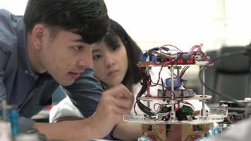Student development robot in laboratory video