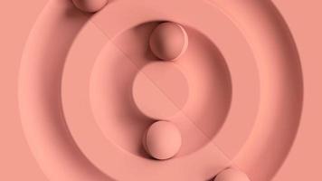 três bolas rosa pastel enroladas em círculo sobre uma superfície macia. vista superior animação 3d video