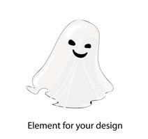 the ghost is white. A sheet with a face. Horror. illustration isolated on a white background.. vector