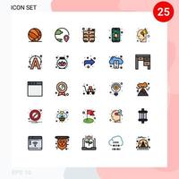 Pictogram Set of 25 Simple Filled line Flat Colors of campaign notification location interface table Editable Vector Design Elements