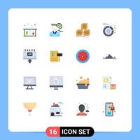 16 iconos creativos signos y símbolos modernos de la caja del modelo de cita de la órbita solar paquete editable de elementos creativos de diseño vectorial vector