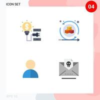 Set of 4 Commercial Flat Icons pack for creative impostor technology interactive profile Editable Vector Design Elements