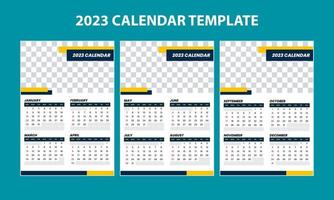 Set of 2023 Calendar Portrait Template Design with Modern style vector