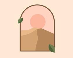 Dessert Illustration in Frame with Boho Style. Minimalism Frame vector