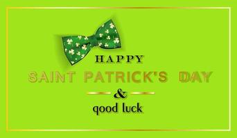 Happy St. Patrick's Day golden letters on a green background with shamrocks. Beautiful illustration for greeting card poster banner template.. vector