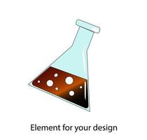 Chemical test tube. Stationery. School supplies. illustration on a white background. Element for your design.. vector