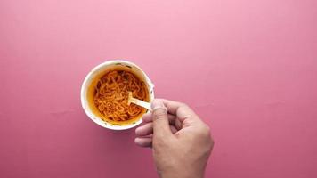 instant cup soup in a mug on table video