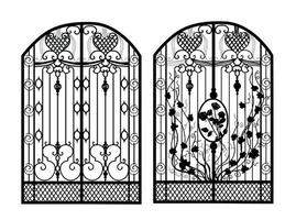 Gates forged sketch. Artistic forging. Iron door design. illustration isolated on white background. Exterior. Garden gate vector
