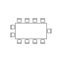 Plan conference for arranging seats and tables in interior, layout graphic outline elements. Chairs and tables icons in scheme architectural plan. Office and home furniture, top view. Vector line