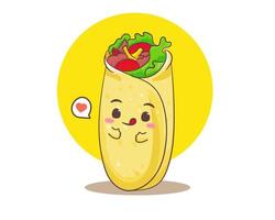 Mexican Traditional Food. Delicious Burritos. Cute Burritos Showing warm Hug vector