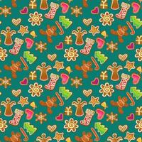 Christmas seamless pattern background with gingerbread collection vector