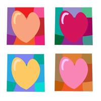 Set of vector hearts on color background. Abstract vector design